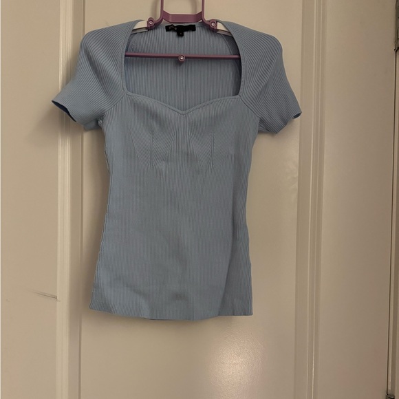 Light Blue Ribbed Short Sleeve Top - Picture 2 of 8